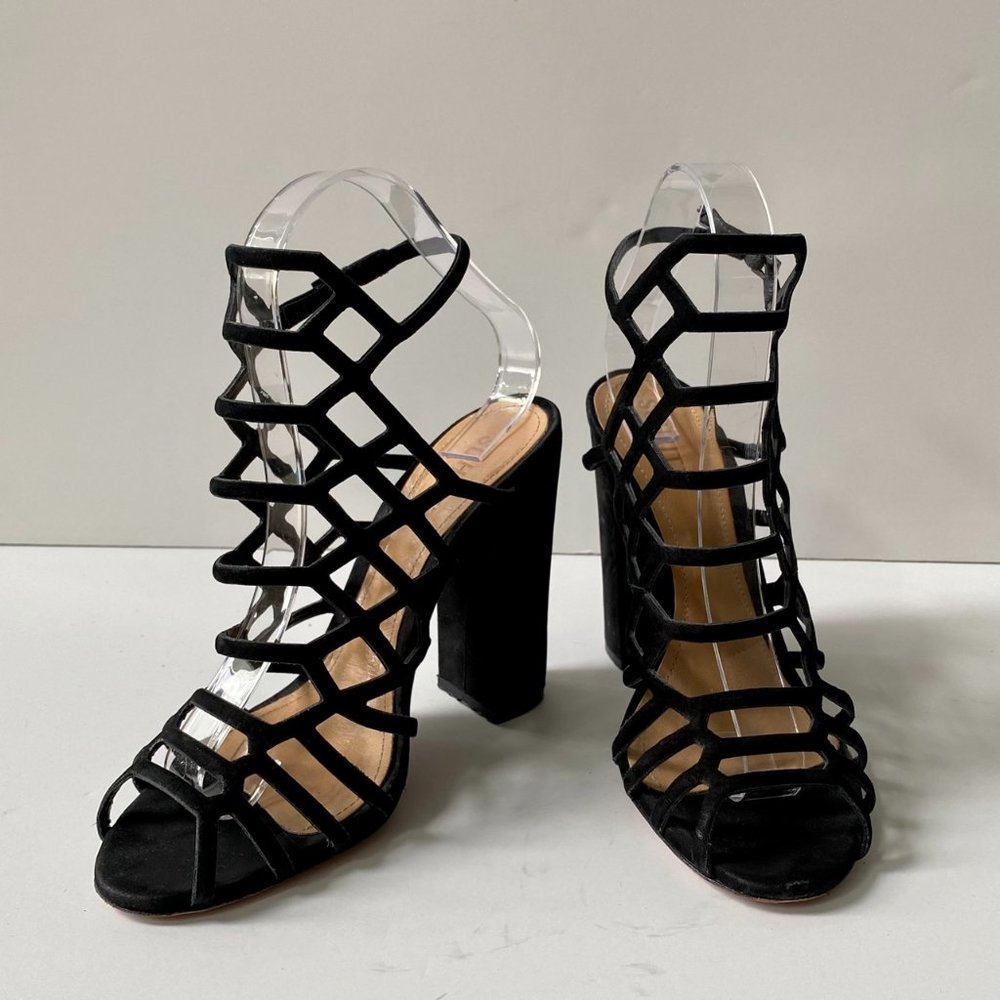Schutz Jaden Caged Sandals - Black - SZ 7